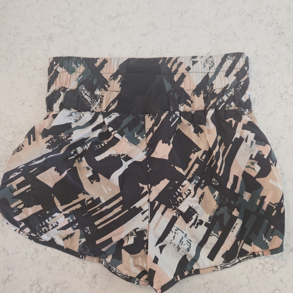 FP Movement by Free People Abstract Print Athletic Shorts - Black, Peach, Teal - Picture 2 of 4